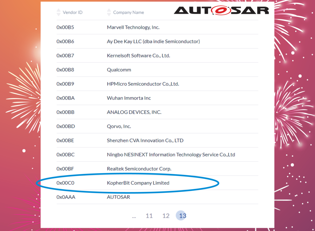 科飛數位取得 AUTOSAR Vendor ID